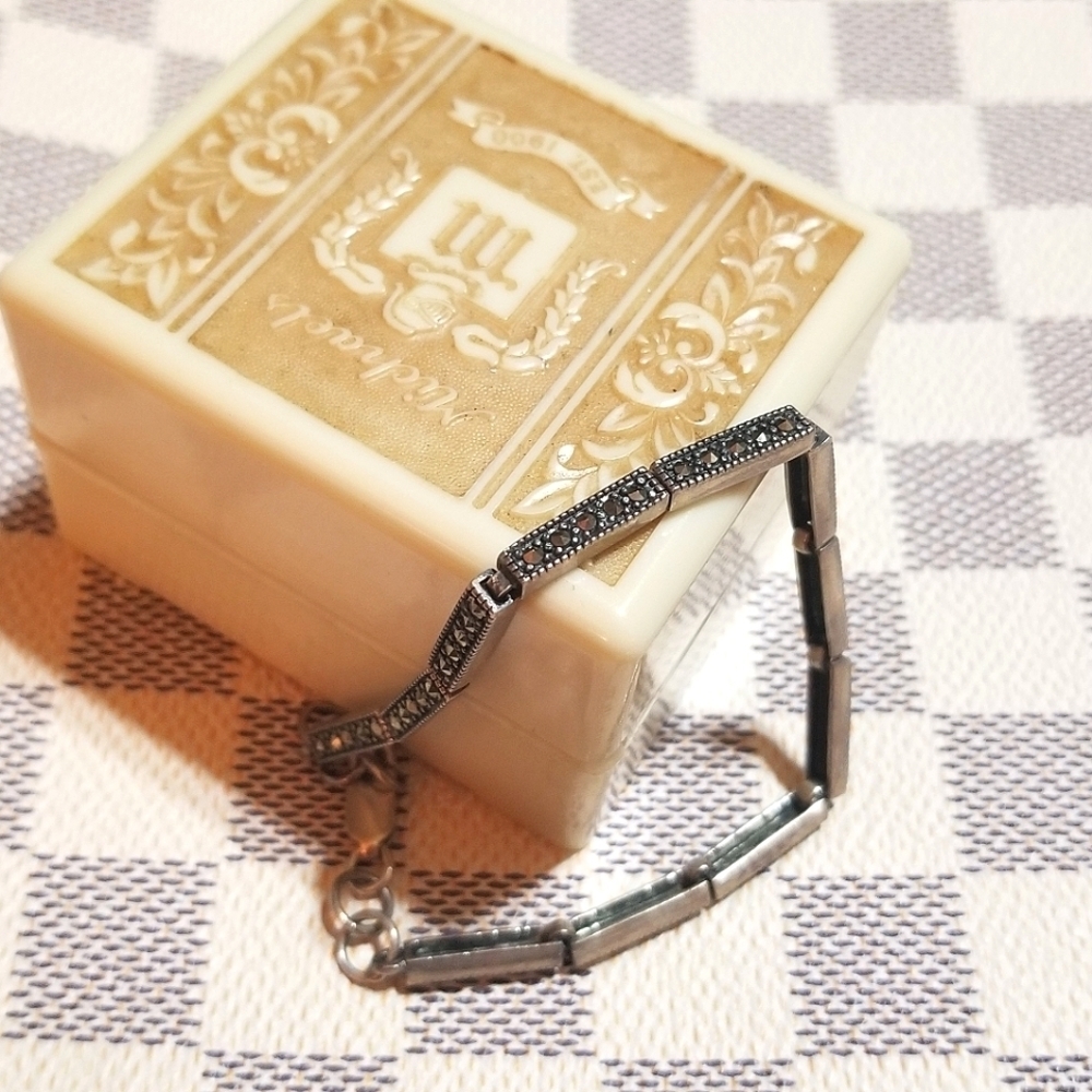 Art Deco Marcasite Sterling Silver Bracelet - Picture 6 of 7